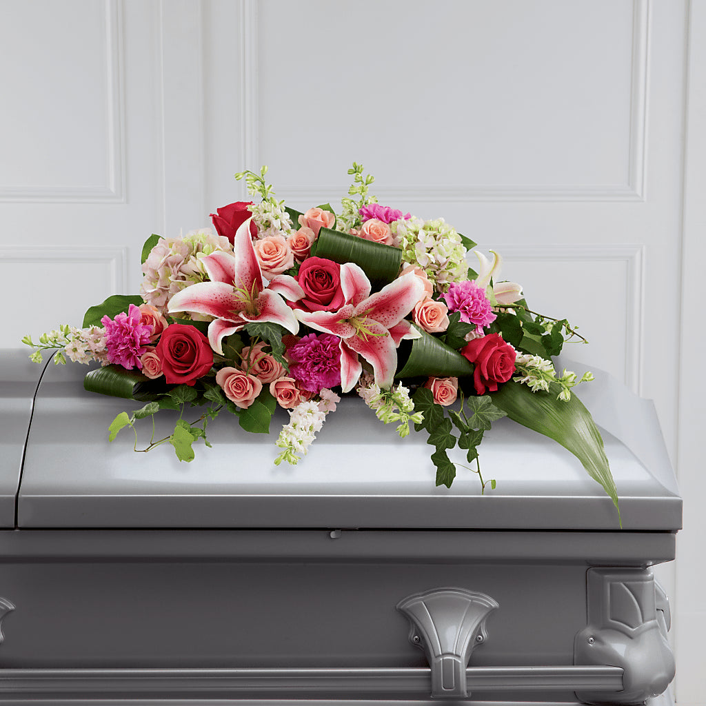 Magnifique composition florale pour cercueil Splendid Grace