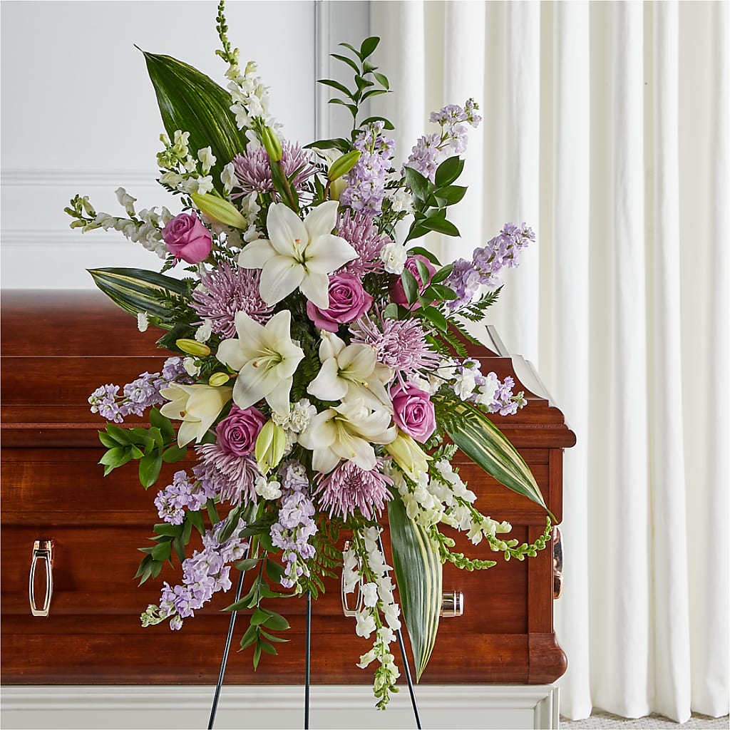 Grateful Hearts Standing Spray – RUSSELL'S FLOWER SHOP, Hamilton ON