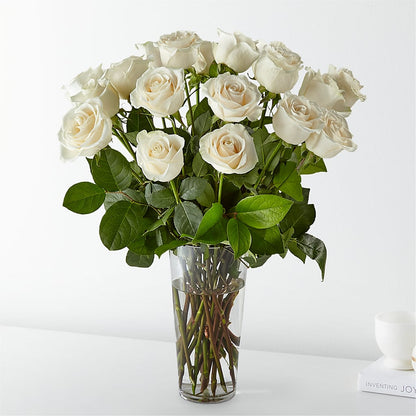 12 WHITE ROSES ARRANGED