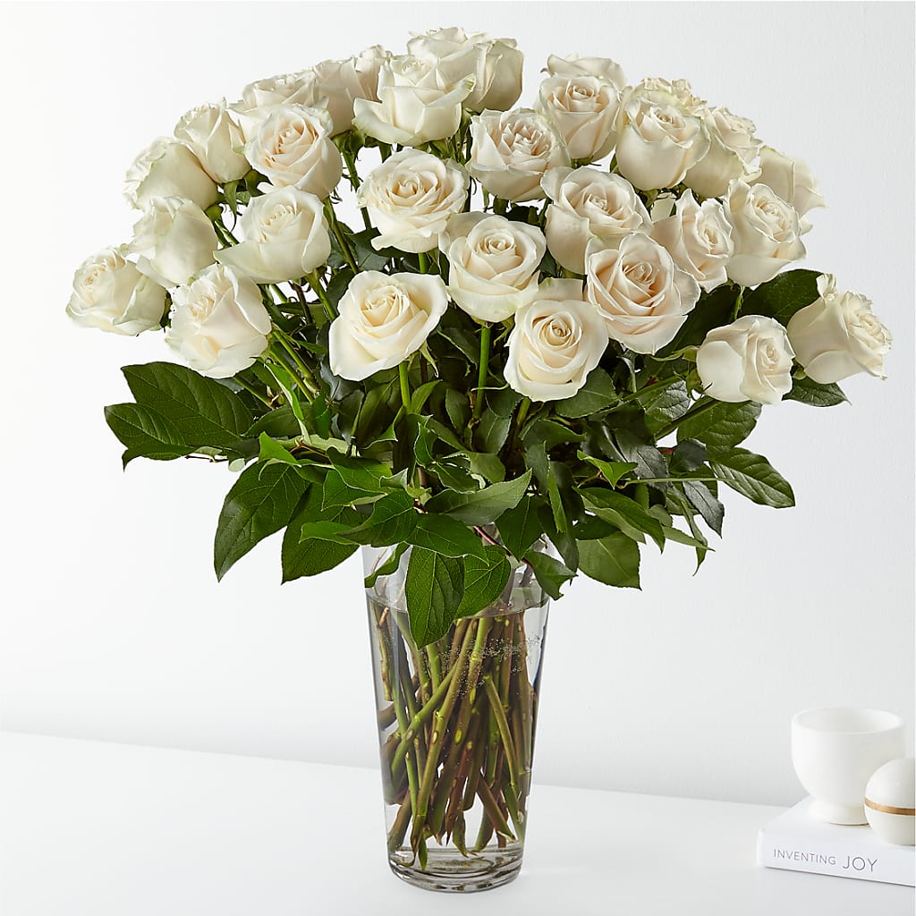 12 WHITE ROSES ARRANGED