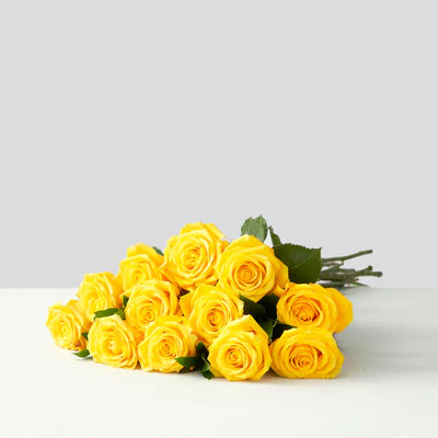 Long Stem Yellow Roses Wrapped